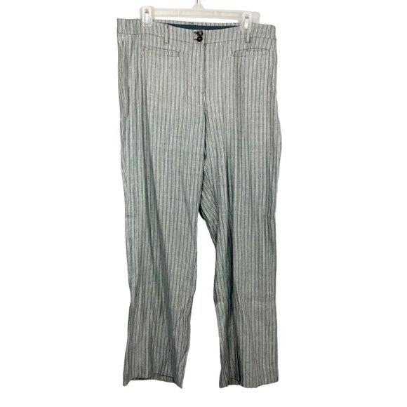 J. Jill Linen Stretch Gray Striped Comfort Waist Pants Business Casual - Size 12 - Picture 1 of 8